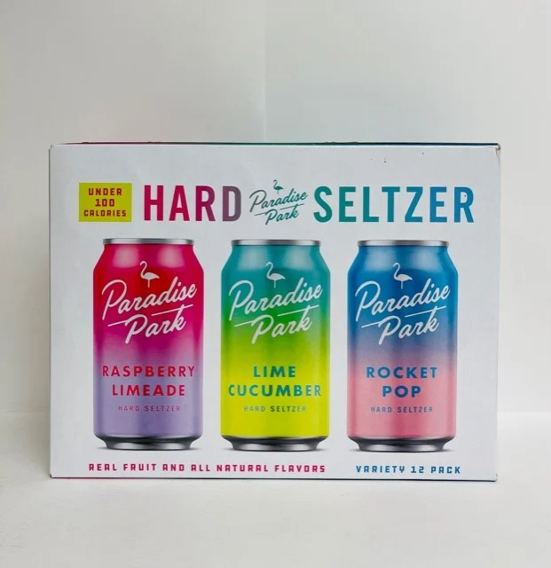 Urban South Paradise Seltzer Variety 12 Oz, 12 Pack Can, (Raspberry Limeade, Lime Cucumber And Rocket Pop) Under 100 Calories!