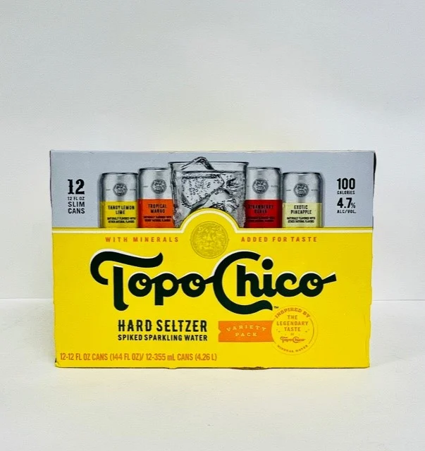 Topo Chico Hard Seltzer Variety Pack (Tangy Lemon Lime, Tropical Mango, Strawberry Guava & Exotic Pineapple) 12 Oz. 12 Pack Can