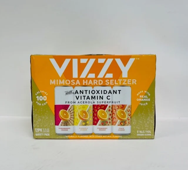Vizzy Mimosa Variey Pack (Promogranate Orange, Pineapple Orange, Strawberry Orange, Peach Orange) 12 Oz. 12 Pack Can