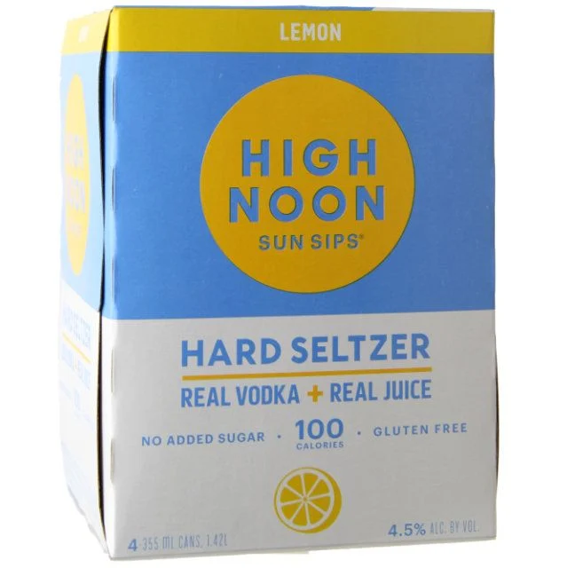 High Noon Hard Seltzer Lemon, 4 Pack Of 12 Ounce Cans