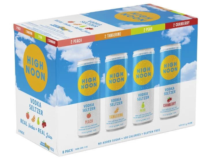 High Noon Hard Seltzer Day Pack Variety (Peach, Tangerine, Pear, Cranberry) 8 Pack Of 12 Ounce Cans